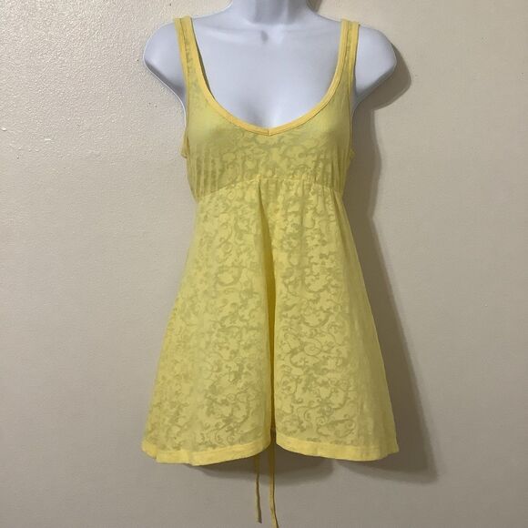 Vintage Y2K Yellow Paisley Sheer Burnout Babydoll Fairycore Fairy Top Medium - Picture 1 of 10